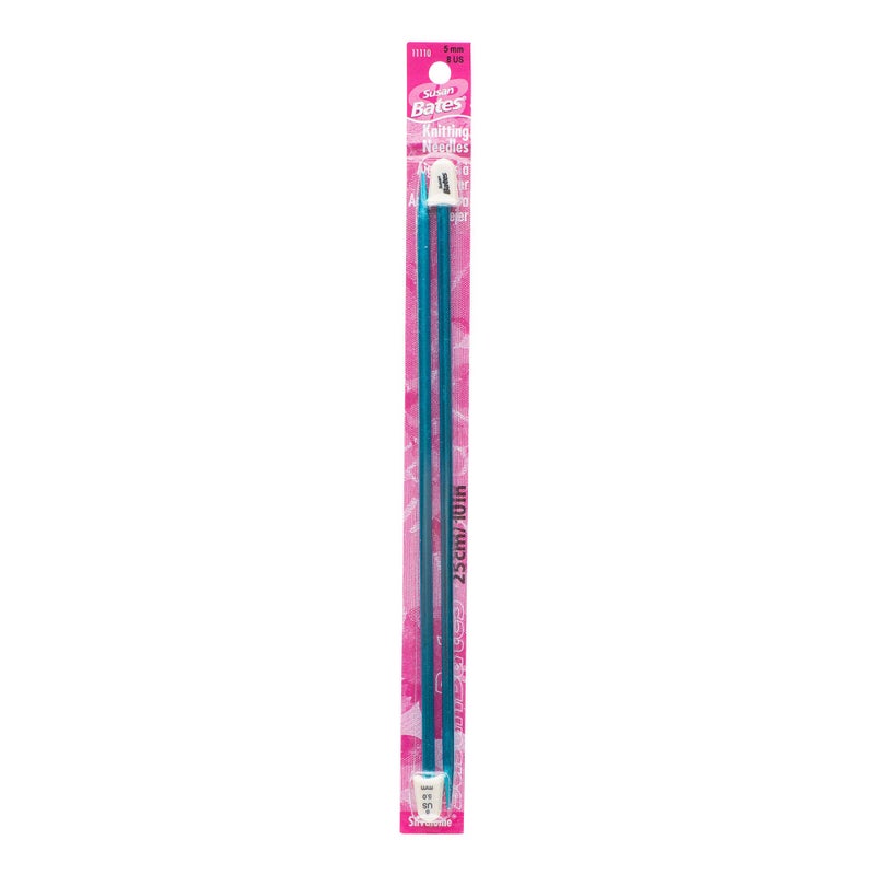 Susan Bates 10-Inch Silvalume Single Point Knitting Needle, 5mm, Turquoise - Image 2